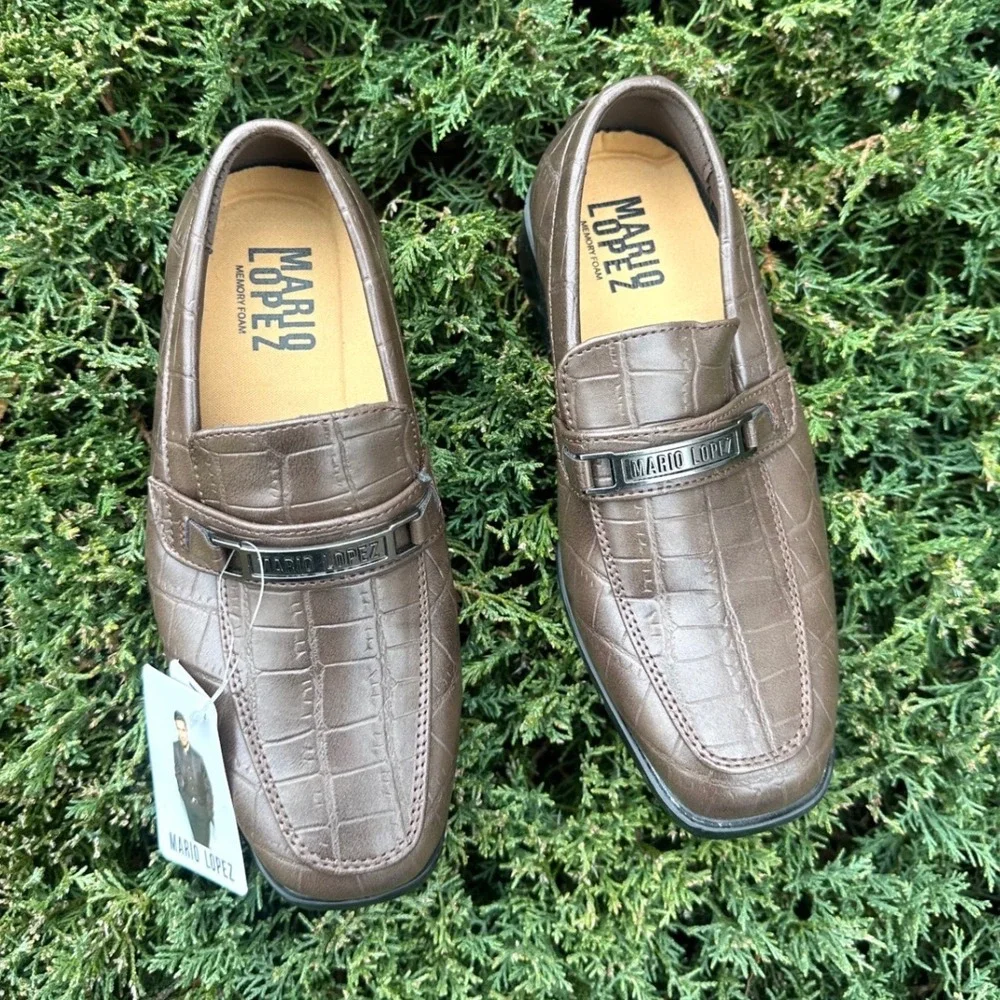 MARIO LOPEZ Little Boys Eligio-B‎ Faux Leather Dress Shoes Size 2 Brown NWT